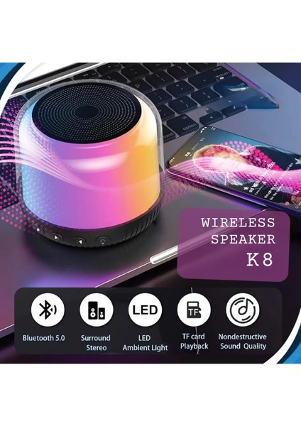 Yüksek Bass Bluetooth Hoparlör Rgb LED Bt Tf Kart Radyo Destekli Ses Bombası Bluetooth Speaker