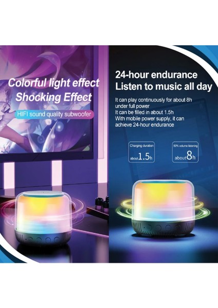 Yüksek Bass Bluetooth Hoparlör Rgb LED Bt Tf Kart Radyo Destekli Ses Bombası Bluetooth Speaker