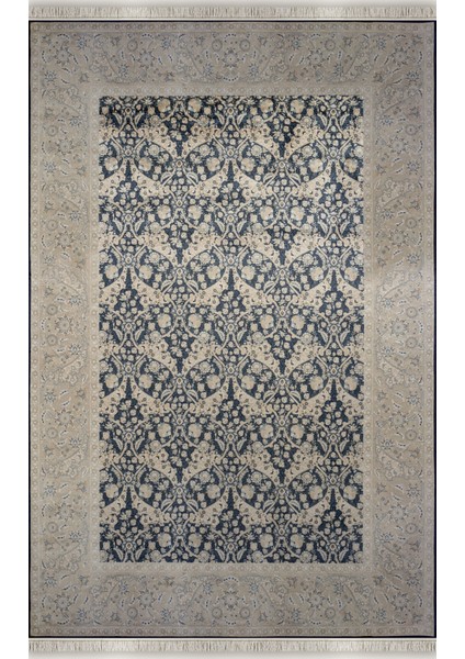 Halı Vendom Palace 5461 Lacivert Krem Yumuşak Dokulu Viskon ve Bambu 120 Tarak Ipek Halı