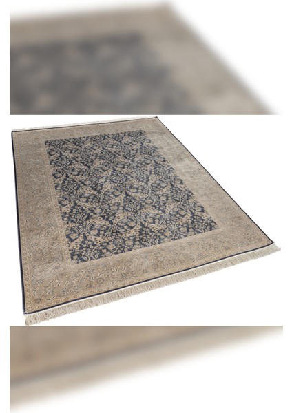 Halı Vendom Palace 5461 Lacivert Krem Yumuşak Dokulu Viskon ve Bambu 120 Tarak Ipek Halı
