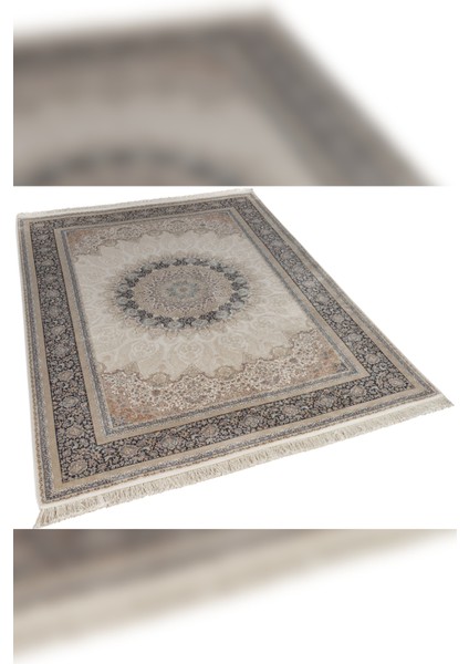 Halı Vendom Palace 5471 Lacivert Krem Yumuşak Dokulu Viskon ve Bambu 120 Tarak Ipek Halı