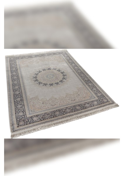 Halı Vendom Palace 5471 Lacivert Krem Yumuşak Dokulu Viskon ve Bambu 120 Tarak Ipek Halı