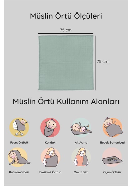Renkli Çok Amaçlı Müslin Örtü Battaniye - ZTC000