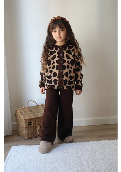 Leopar Triko Hırka ve Pantolon Kombin