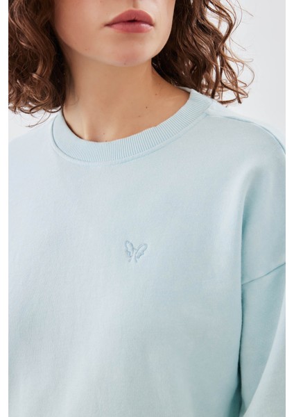 Kadın Pamuklu Yıkamalı Üç Iplik Uzun Kollu Sweatshirt