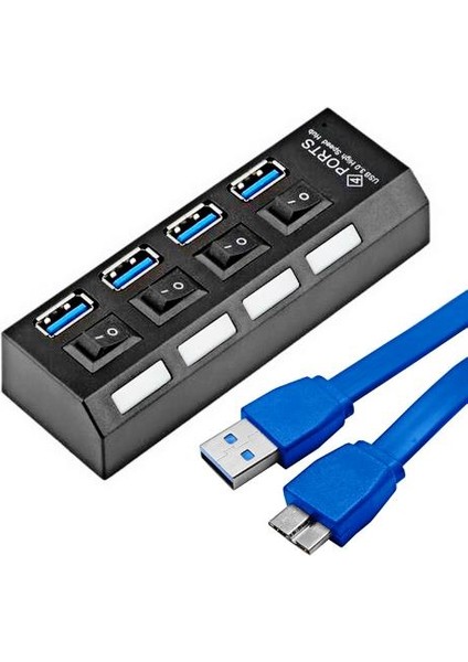 USB 3.0 On/off Anahtarlı 4 Port Hub
