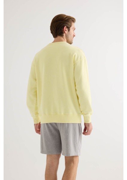 Erkek Pamuklu Yıkamalı Üç Iplik Uzun Kollu Sweatshirt