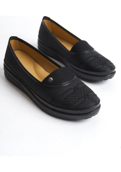 Kadın Comfort Ayakkabı Önü Desenli Tam Kalıp Ortopedik Taban Günlük Ayakkabı