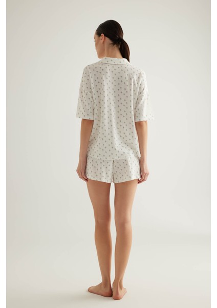 Kadın Pamuklu Gömlek Yaka Şortlu Pijama Takımı fırsatları