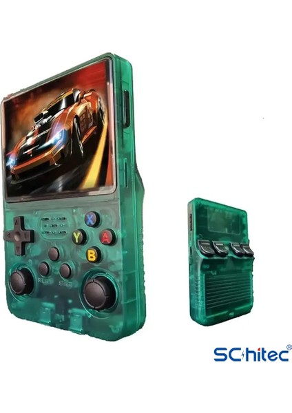 3.5 Inç Otg Çıkışlı Taşınabilir Retro Oyun Konsolu 15000+ Oyunlu El Atari Şeffaf Yeşil R36S