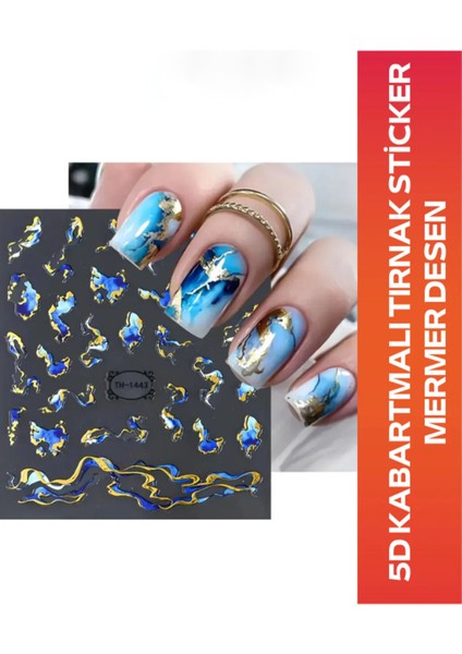 5d Kabartmalı Tırnak Sticker Mermer Desen Nail Art Sticker TH-1443