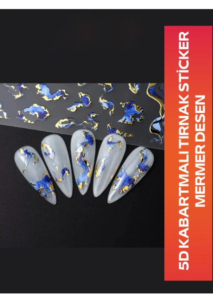 5d Kabartmalı Tırnak Sticker Mermer Desen Nail Art Sticker TH-1443