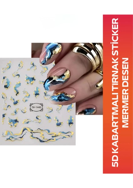 5d Kabartmalı Tırnak Sticker Mermer Desen Nail Art Sticker TH-1443