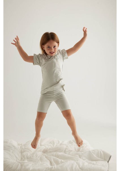 Kız Çocuk Viscose Kısa Kollu Taytlı Pijama Takımı