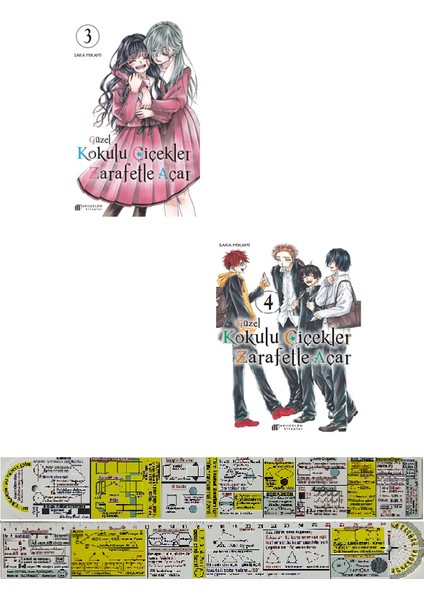 Güzel Kokulu Çiçekler Zarafetle Açar 3-4. Ciltler Manga Seti + Mat. Öğreten Cetvel