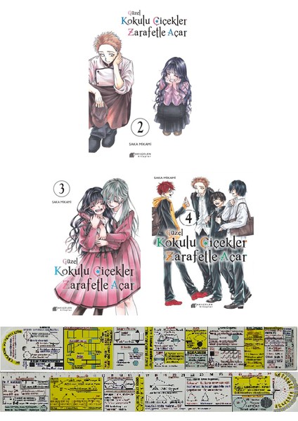 Güzel Kokulu Çiçekler Zarafetle Açar 2-3-4. Ciltler Manga Seti + Mat. Öğreten Cetvel