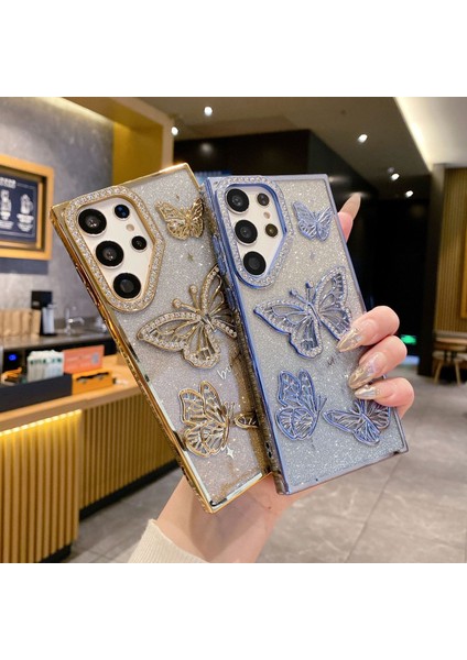 Yuax Samsung Galaxy A26 Uyumlu Kılıf Taşlı Kelebek Figürlü Yumuşak Silikon Case Gold fiyatları