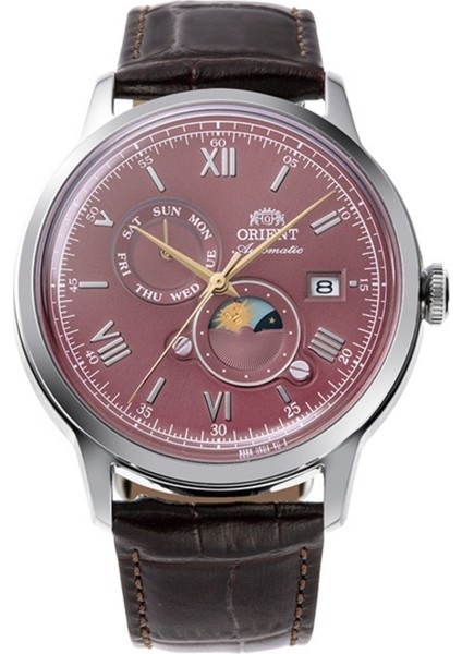 RA-AK0807R30B Kurmalı Otomatik Deri Kahverengi Bordo Kadran 42 mm Erkek Kol Saati