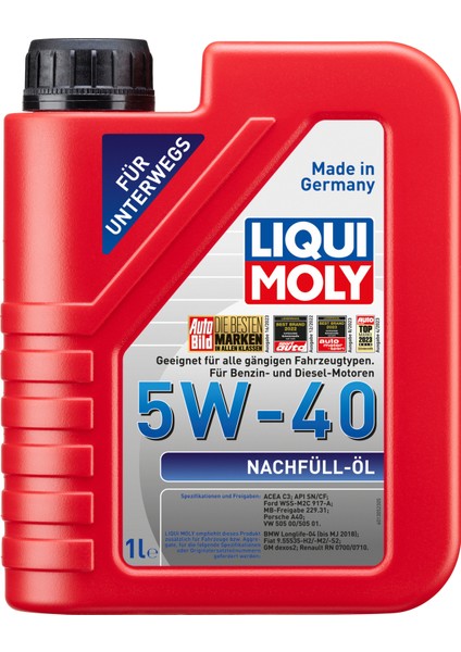 Lıquı Moly Top-Up Oil 5W-40 | Dolum Yağı ( 1 Litre )