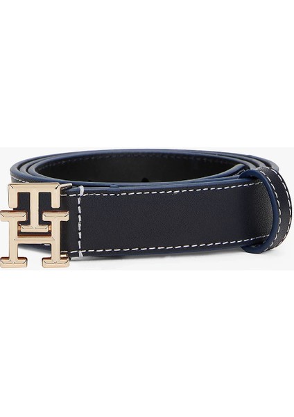 Kadın Lacivert Th Monogram Deri Kemer
