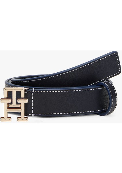 Kadın Lacivert Th Monogram Deri Kemer