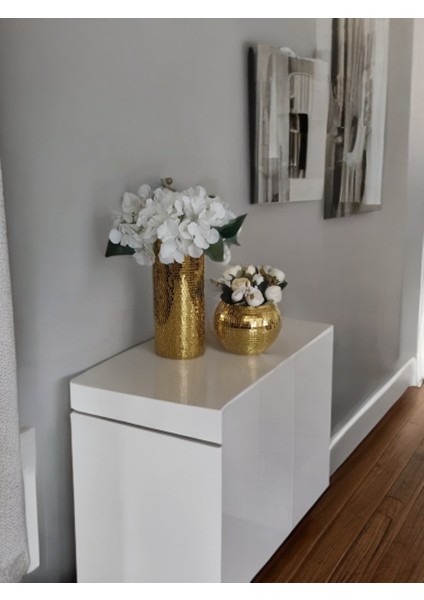 Işıltı Home Desıgn Aynalı Cam Vazo Koyu Gold 2 Li Set fırsatları
