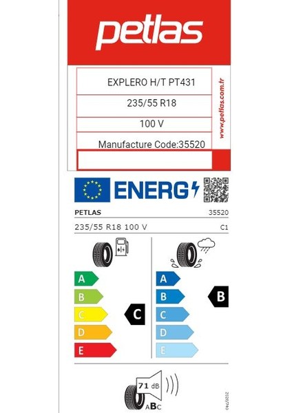 235/55 R18 Tl 100V Explero H/t PT431 Suv Oto Yaz Lastiği (Üretim Yılı:2025) fiyatları
