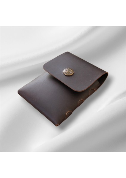 Hakiki Deri Kartlık – Dikişsiz, Şık ve Kompakt Tasarım, Kahverengi 10+ Kart Kapasiteli