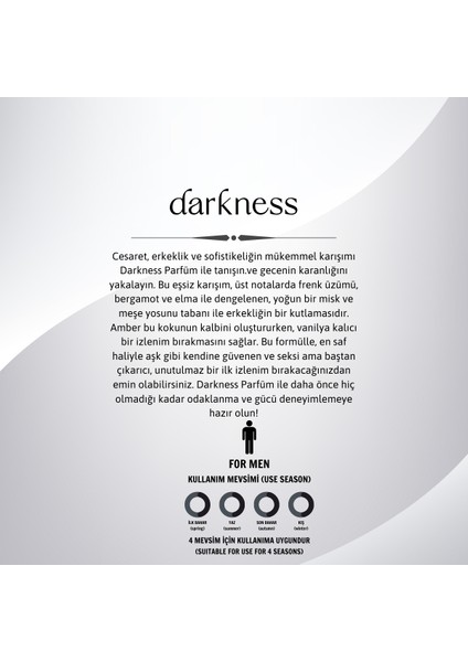 Darkness 50 ml Edp Afrodizyak Etkili Erkek Parfümü (For Men). fiyatları