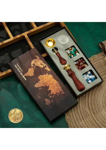 Mum Mühürü Antik Set 4 Renk 75 Metalik Wax Ahşap Sap