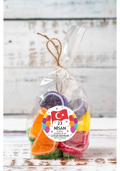 23 Nisan Etiketi Renkli Balonlu ve Bayraklı Ulusal Egemenlik ve Çocuk Bayramı Sticker modelleri