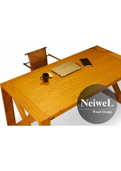 Diaz Nowe Doğal Ahşap Ofis ve Çalışma MASASI-80 cm -120 cm