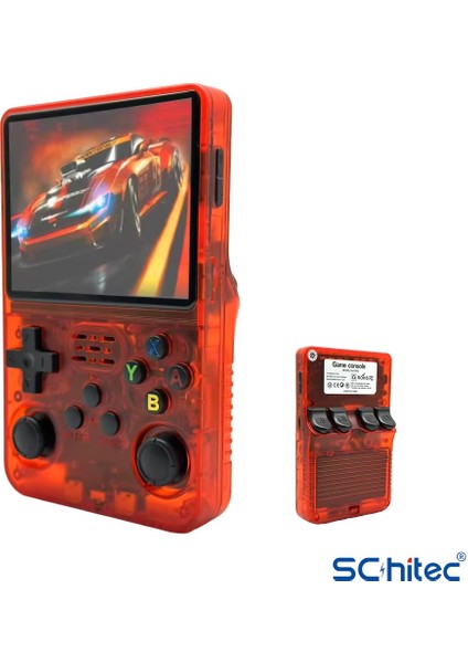 3.5 Inç Otg Çıkışlı Taşınabilir Retro Oyun Konsolu 15000+ Oyunlu El Atari Şeffaf Kırmızı R36S