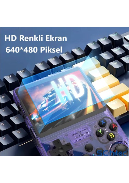 3.5 Inç Otg Çıkışlı Taşınabilir Retro Oyun Konsolu 15000+ Oyunlu El Atari Şeffaf Kırmızı R36S