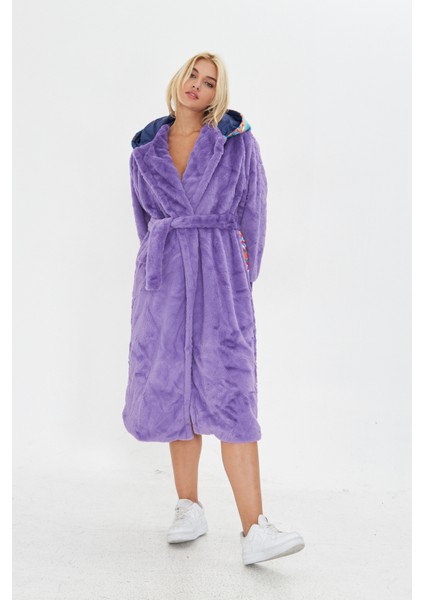 Mor Yumuşacık Pelüş Arkası Desenli Polar fiyatları