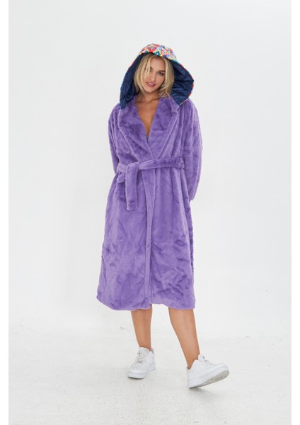 Mor Yumuşacık Pelüş Arkası Desenli Polar fırsatları