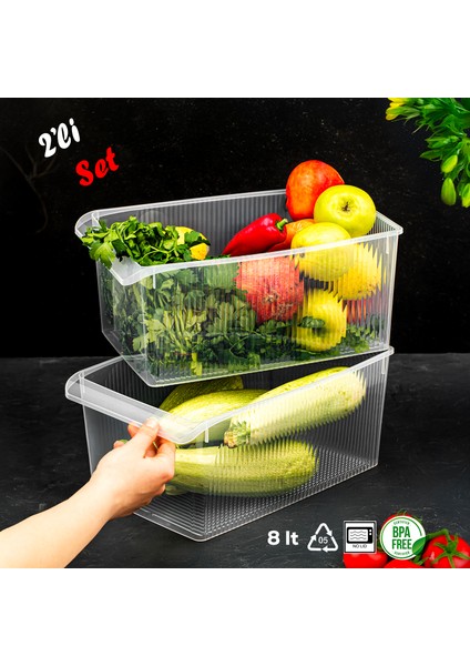 3185 2li 8 Litre Dolap Içi ve Buzdolabı Içi Düzenleyici Banyo Mutfak Organizeri 20X32X7 cm