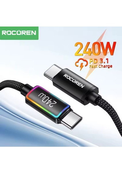 2-Metre 240W Ce/fc/rohs Lisanslı Type-C To Type-C Süper Hızlı Şarj ve Data Veri Kablosu Örgülü Sağlam