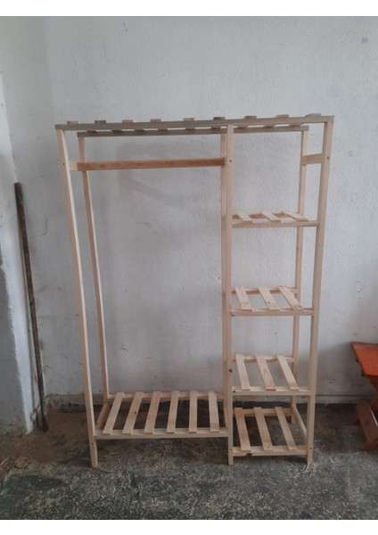 Ahşap Açık Dolap, Masif Ahşap Gardırop, Açık Dolap (100X30X140)