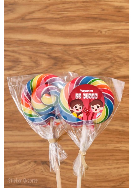 23 Nisan Etiketi Kırmızı Zeminli Çocuklu Ulusal Egemenlik ve Çocuk Bayramı Sticker modelleri