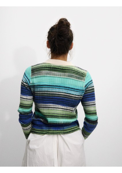 Çizgili Örme Sweatshirt