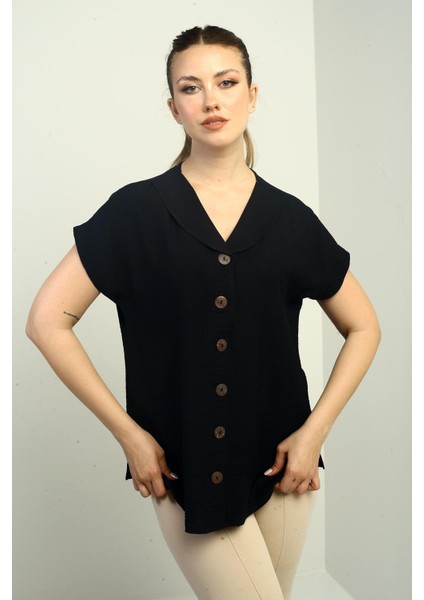 Kadın Şal Yaka Oversize Gömlek