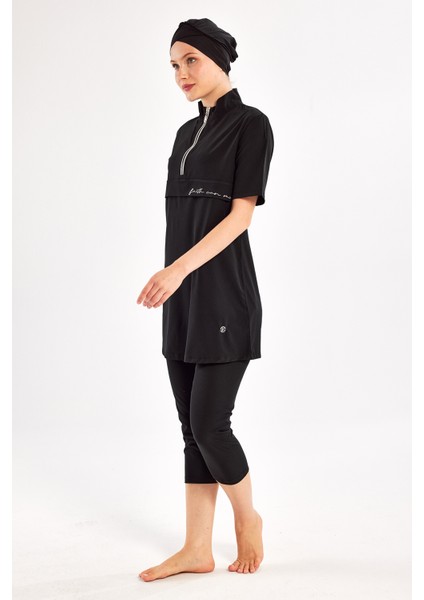 Kısa Kollu Spor Likra Yarı Kapalı Mayo Yetta 1603 Siyah modelleri