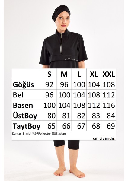 Kısa Kollu Spor Likra Yarı Kapalı Mayo Yetta 1603 Siyah indirimleri