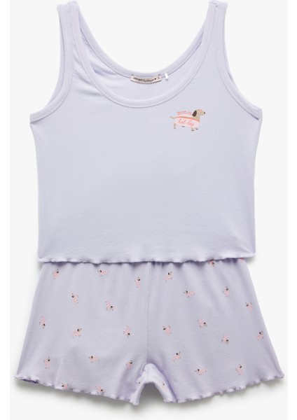 Viskon Baskılı U Yaka Şortlu Pijama Takımı