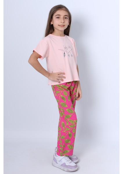 Kız Çocuk Ikili Takım Baskılı Oversize Ispanyol Paça E15