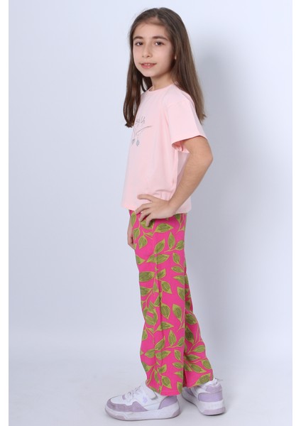 Kız Çocuk Ikili Takım Baskılı Oversize Ispanyol Paça E15