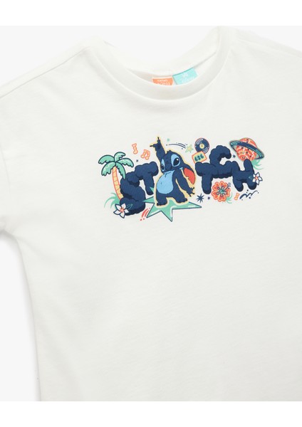 Stitch Lisanslı Pamuklu Kısa Kollu Baskılı Tişört