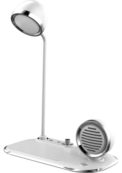 3 In 1 Masa Lambalı, Bluetooth Hoparlörlü, 15W Wireless Şarj Standı Aw6