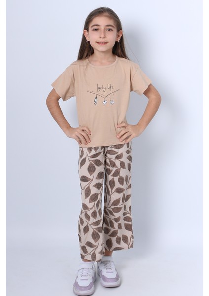 Kız Çocuk Ikili Takım Baskılı Oversize Ispanyol Paça E15